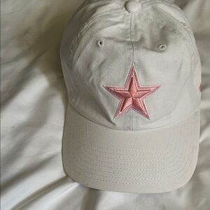 White Cap with Pink Star Embroidery